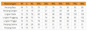 Sizechart 'HDR M'