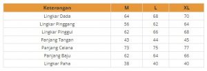 Sizechart 'ML TG P'