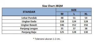 Sizechart Baju Gamis Jubah Pria JBQM