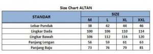 Sizechart Kemeja Panjang Pria altan