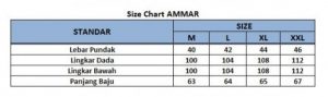 sizechart Jaket Rompi Pria AMMAR