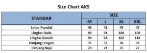 sizechart baju koko kurta kaos pria aks