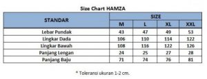 sizechart baju koko kurta pria hamza