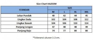 sizechart baju koko kurta pria hazeem