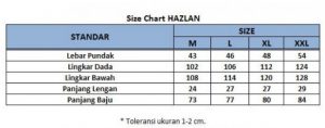 sizechart baju koko kurta pria hazlan