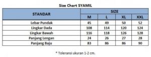 sizechart baju koko kurta pria syamil