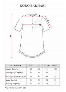 sizechart baju koko pria Rocella Bakhari