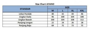 sizechart baju koko pria ayano